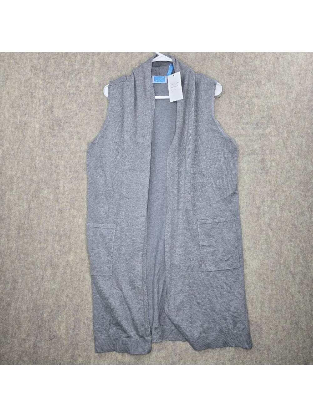 Survival Womens Sleeveless Open Cardigan Gray Size Large Casual Lightweight
